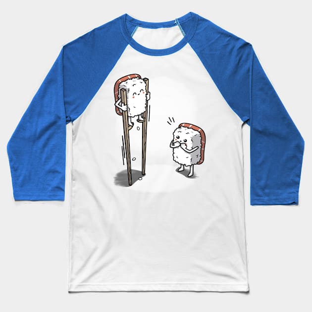 Sushi in Chopsticks Baseball T-Shirt by Olipop